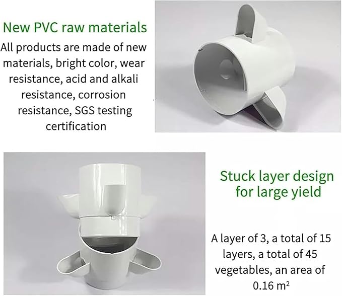 Hydroponic Kits Vertical Planting Towers Planting Points for 45 Plants On 15 Floors Removable Water Tanks for Herbaceous Plants Fruit and Vegetables /1pc Beginner Hydroponics System