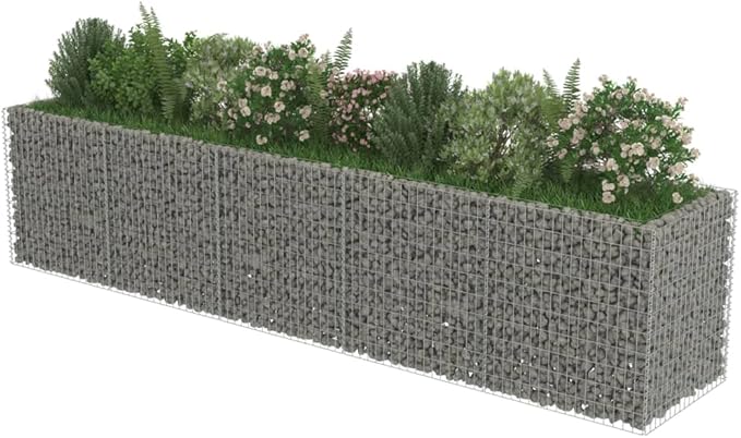 vidaXL - Raised Garden Bed/Flower Bed Gabion Basket - 177.2x35.4x39.4 - Proof Galvanized Steel - High Load Capacity
