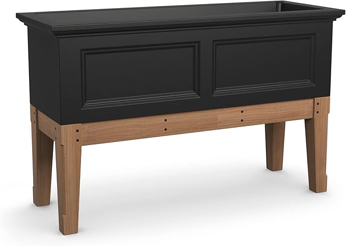 Mayne Fairfield Elevated Garden Bed - Black - 48in L x 18in W x 14in H - Polyethylene - Built-in Water Reservoir (4890-B)