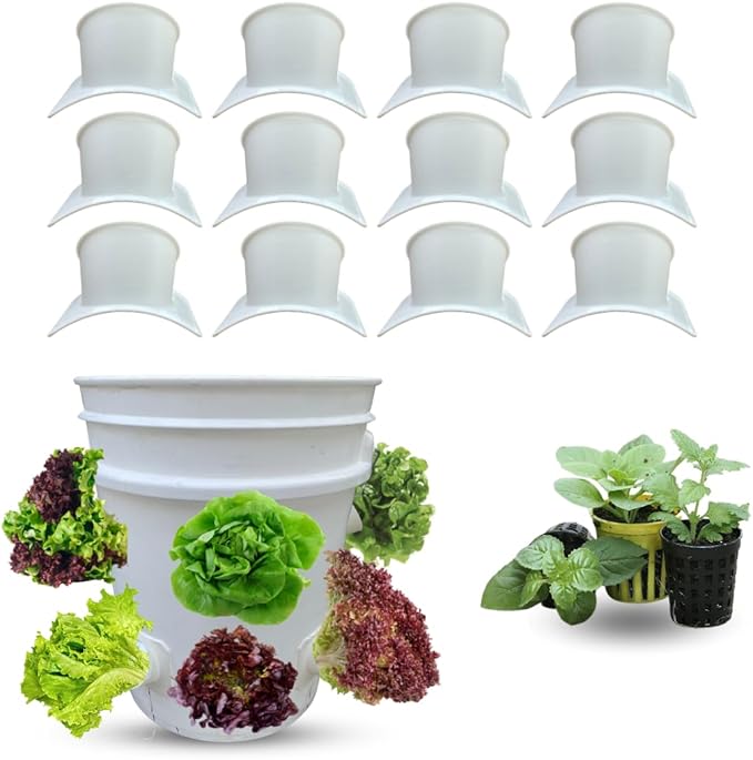 12pcs Hydroponic Vertical Gardening Kit – DIY Bucket Planter System for Herbs Lettuce and Vegetables – Made in USA – Space-Saving Indoor/Outdoor Garden Solution