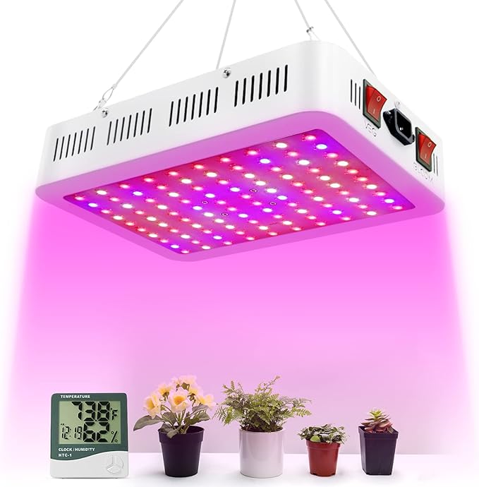 LED Grow Lights 1000 Watt LED Full Spectrum Sunlike Growing Lamp for Indoor Plant with Daisy Chain FunctionTemperature HumiditySeedling Veg Bloom Three Modes Coverage3.5x3.5ft