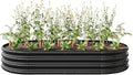LICOME Large Raised Garden Bed Galvanized Metal Planter Box Outdoor 70.8 x 35.4 Oval Garden Beds Easy Assembly Raised Beds for Gardening (Black + 88.99 x 44.68 x 11.42 inches)