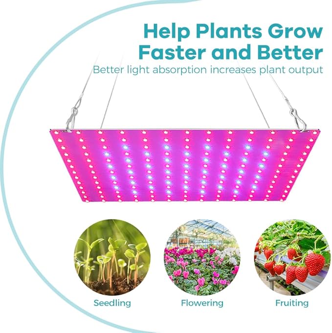 2Pack 200W Indoor Seedings Cultivation Plant Lights AC100-277V Hydroponic Planting Panel Lights UV/IR Greenhouse Tent Succulent Vegs Potting Flowers Fruits Cactus Moss Filling Lights US Plug