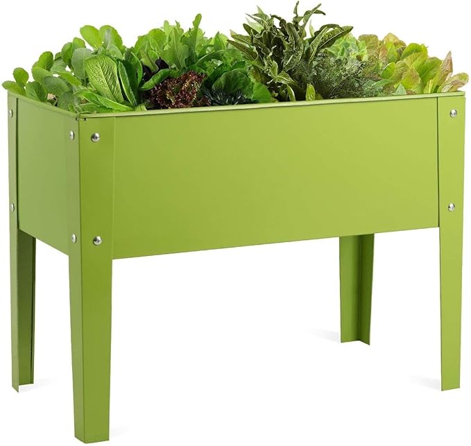 GRAFFY Raised Garden Bed Raised Planter Box with Legs Drainage Holes Planting Bed for Vegetable Flower Herb Planting Container for Grass Lawn Patio Backyard (25 x 13 x 18)