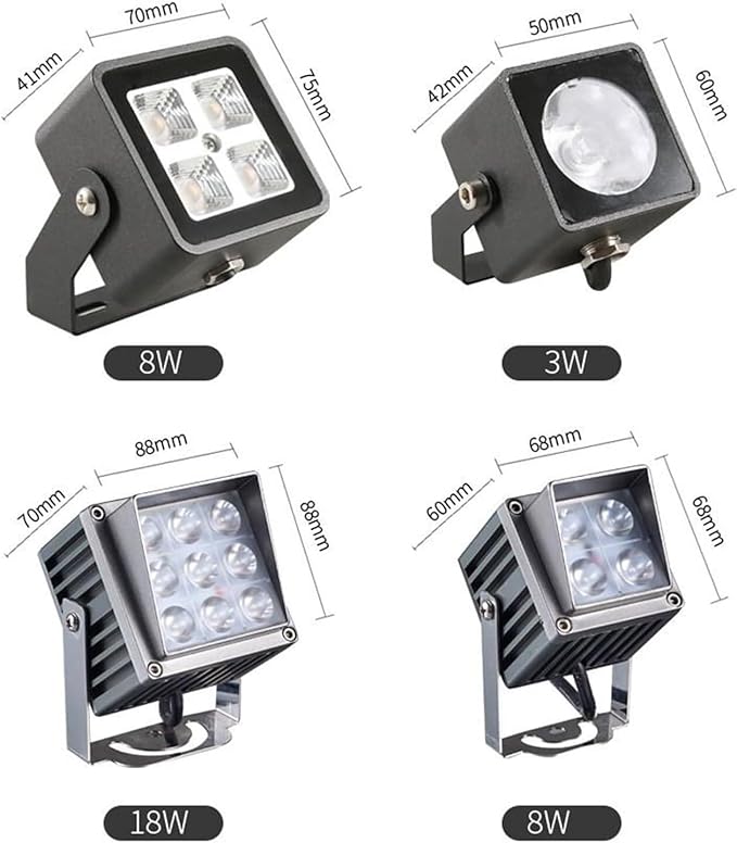 LED Flood Light - Outdoor Rectangle Spot Lights Spotlight Beam Waterproof IP65 Wall Washer Lighting for Patio Garden Driveway Landscape(White8W-DC24V)