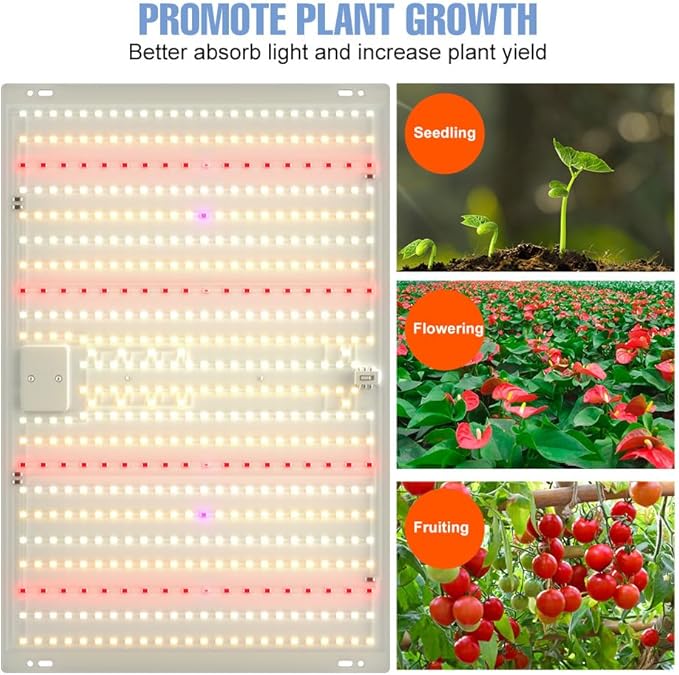 2Pack 300W LED Grow Planting Lamps Sunlight Full Spectrum 100-277V Greenhouse Tent Hydroponic Fill Light UV/IR Indoor Seedings Cultivation Lights 110V Sunlike Sapling Vege Fruit Flower Moss Succulent