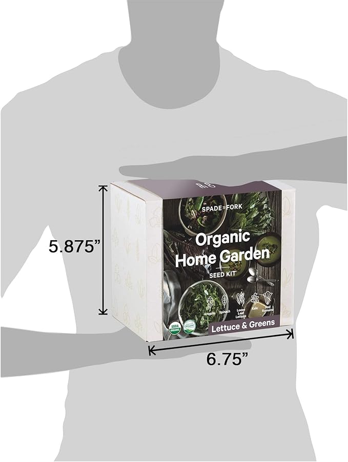 Organic Indoor Lettuce &amp Greens Garden Starter Kit - Certified USDA Organic Non GMO - Includes Spinach Kale Red Romaine Loose Leaf Lettuce Seeds for Planting Potting Soil Peat Pots