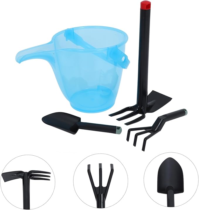 TOYANDONA Gardening Tool Set Compact Plastic Shovel Fork Rake Bucket for Beach Digging Outdoor Fun Educational Gardening Activities Portable Multipurpose Hand Tools for Boys