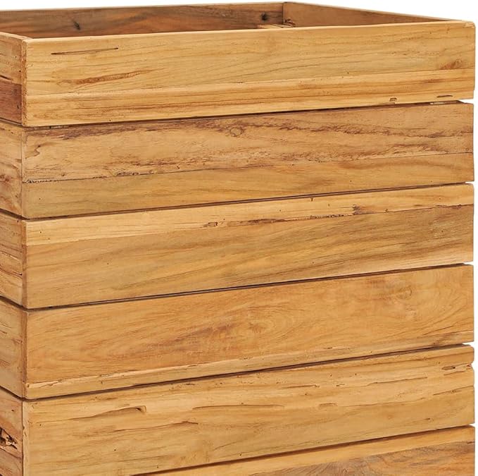 Raised Bed 19.6x15.7x28.3 Recycled Teak and Steel rWeight-31 lbs