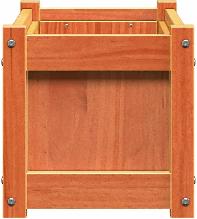 Wax Brown Solid Pine Wood Garden Planter 23.6x23.6x12.2 inch Rectangular Raised Garden Bed for Outdoor Plants Decorative Inlays Durable