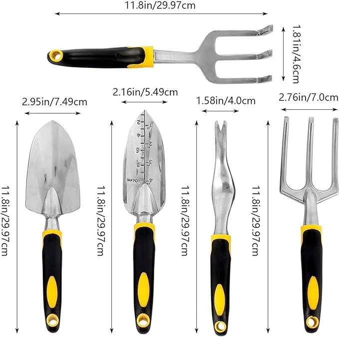 DINGFAN Garden Tool Set 5 Pcs Gardening Tool Set for Women Men Mini Aluminum Garden Hand Tools Kit Ideal Garden Tools Gifts for Women Men