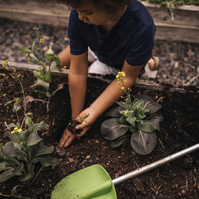 Fiskars Kids' Essential Landscaping Set - Leaf Rake and Garden Shovel - Kids Gardening Set - 2 PieceRed/Green