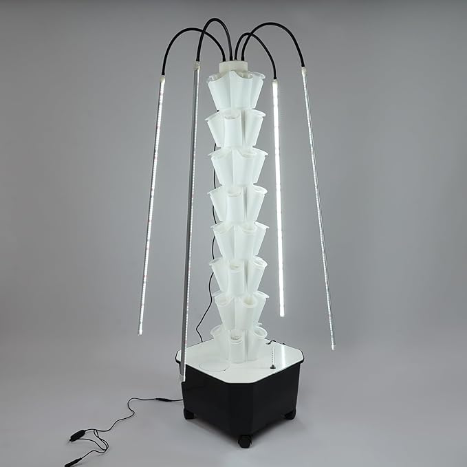 Hydroponic Growing Tower System Kit 40-Plant Vertical Hydroponics Garden Tower with LED Grow Light for Outdoor Indoor Herbs Fruits Vegetables Smart Garden Planter Kit