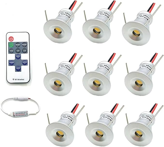 1W Mini Led Spotlight 12V RGB Stair Light Lighting Angle 120° with Transformer 9pcs a Set