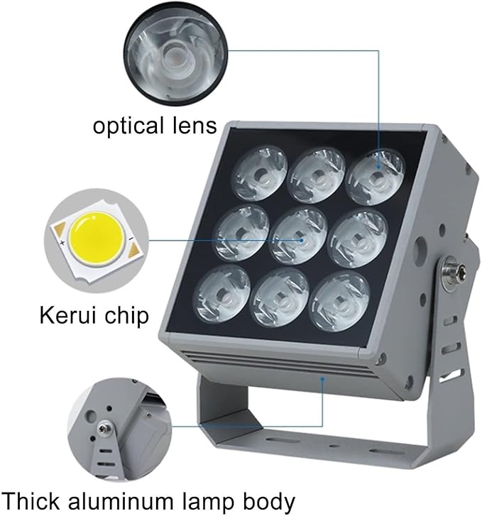 LED Garden Spotlights - IP65 Outdoor LED Floodlights 110-230V Long-Distance Ground Lighting for Buildings Hotels Villas - Waterproof Porch Beam Lights (Red)