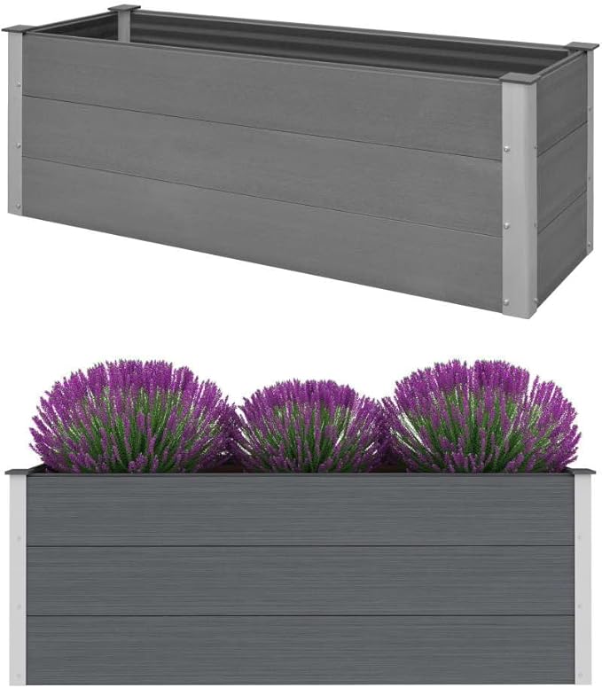 Garden Raised Bed WPC 59.1 x 19.7 x 21.3 GrayWeight:44.16lbs43607