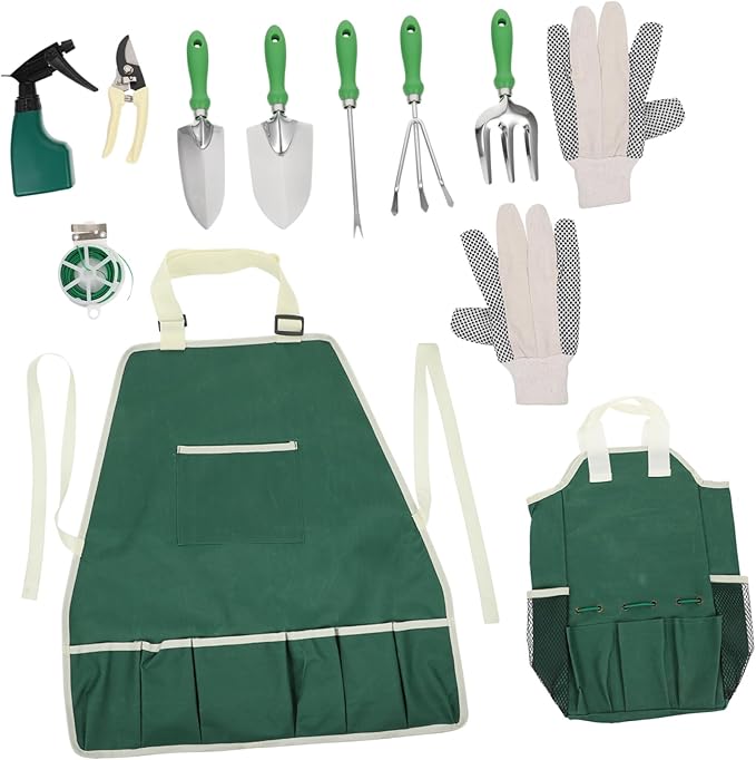 BESPORTBLE 11pcs Garden Tool Set Planting Tools Storage Bag Stainless Steel Plastic for Excavation Weeding