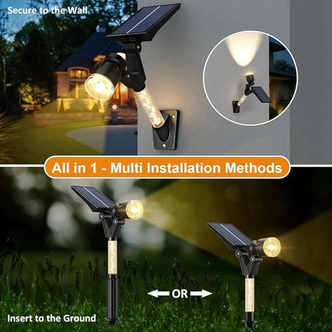 Solar Spot Lights Outdoor WaterproofSolar Spot Lights Landscape Lighting for OutsideSolar Spotlights Wall Lights2Pack