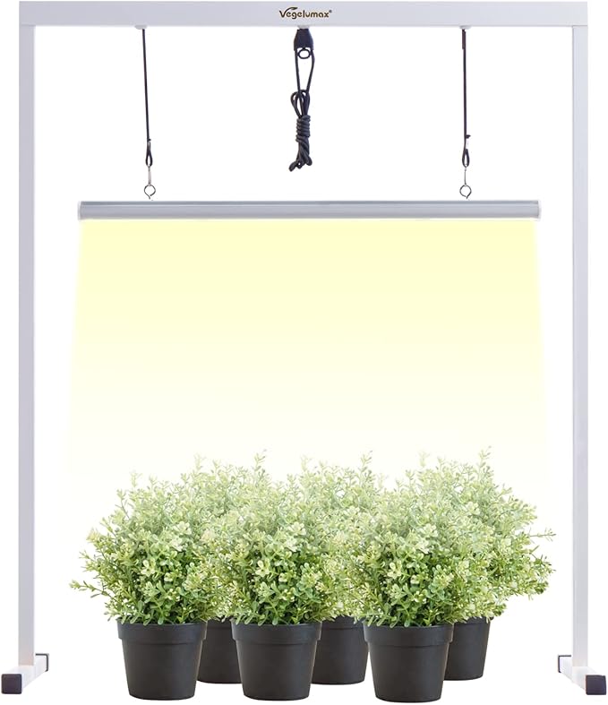 50W LED 2 feet Grow Light Lamp with Stand Rack CRI90+ for Horticulture Indoor Plant Growth Veg Flowering FruitingFull Spectrum 3300KIron Pipe FrameAluminum Heat SinkHeight Adjustable