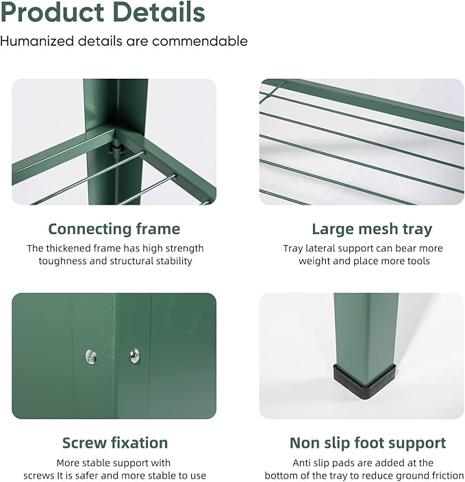 Raised Garden Bed Elevated Green Metal Plant Box with Legs Standing Garden Stand with Drainage Holes (40 L x 11 W x 31 H)