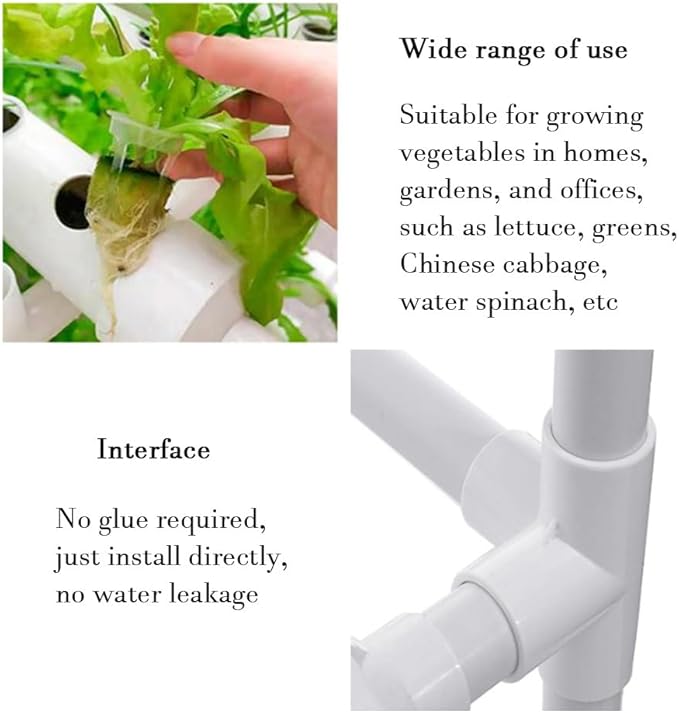 Indoor Garden Hydroponics Growing System Kit Hydrophonic Planter Grower PVC Drinking Water Pipe Soilless Cultivation for Vegetable