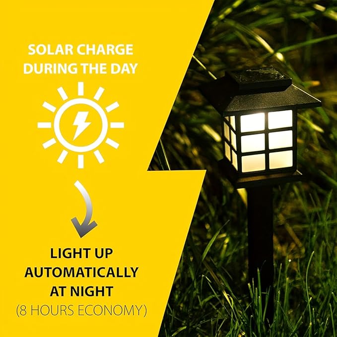 Outdoor Warm Light Solar Rechargeable Landscape Garden Lights Suitable for Roads Courtyards and Decks (16 pcs)
