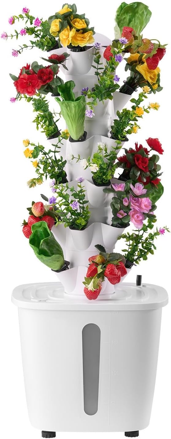 30-Pod Hydroponic Growing System - Vertical 6-Tier Indoor Garden with Water Pump &amp Timer - Efficient Hydroponic Tower for Germinating Herbs Fruits &amp Vegetables at Home