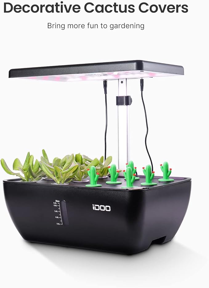 iDOO Hydroponics Growing System Kit 12Pods WiFi Christmas Gifts for Women Mom Indoor Herb Garden with LED Grow Light for Home Built-in Fan AutoTimer 6.5L Large Tank Plant Germination Kit Black
