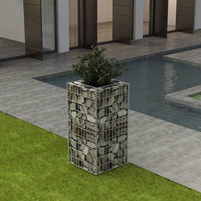 Gabion Raised BedRaised Garden Beds OutdoorIndustrial Rustic PlanterGabion Raised BedPlant BoxVertical Planterfor Backyard Patio Balcony GardenSteel 19.7x19.7x39.4