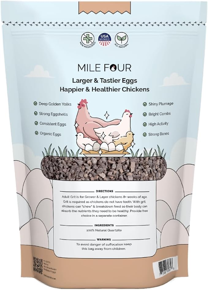 Chicken Grit &amp Oyster Shell Bundle – 100% Natural Mineral Grit &amp Limestone Calcium for Layers &amp Growers – Strong Eggshells Healthy Digestion USA Mined 2-Pack (4 lbs. Each)