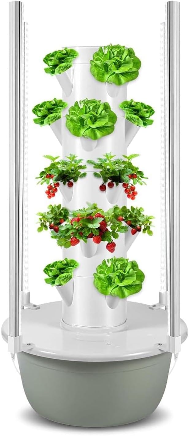 Hydroponics Growing System Smart Garden Planter Hydroponic Tower Indoor Herb Garden Hydroponices Growing Kits with Pump ControllerSeedling Tray C(36Pots)