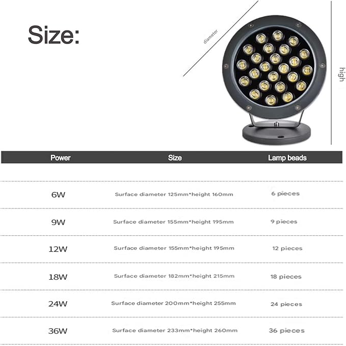 Tree Lighting Spotlight - Outdoor LED Spotlights IP65 Waterproof Outdoor Garden Landscape Light AC 100-240V Rotatable LED Tree Spotlight Beam Light For Garden Lawn Tree Lighting(White6W)