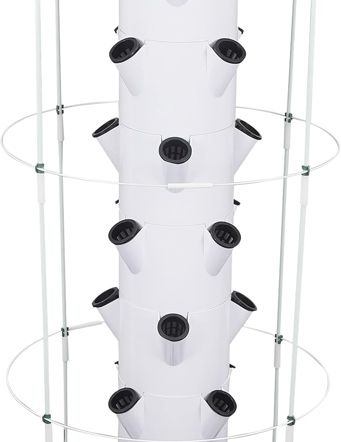 28 Pods Hydroponics Growing System kit 7-Layer Movable Vertical Hydroponic Tower with Pump Timer Climbing Support Frame Indoor Gardening System for Vegetables Fruits Herb