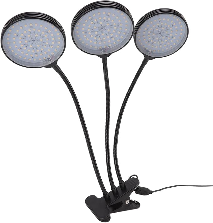 LED 45W Plant Grow Lamp with 3 Heads 360 Degree Bendable USB Powered Growing Light for Indoor Succulent Plants Aluminum PC Material