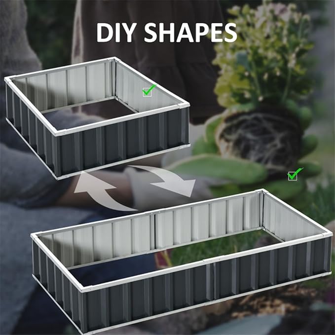 Garden BedEasy to Assemblefor VegetablesFruitsHerbs Flowers Metal Raised Garden(68.5 L x 35.5 W x 11.75 H). (Dark Gray)