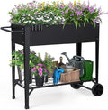 Highpro Raised Garden Bed with Wheels and Legs for Outdoor Use Mobile Elevated Planter Cart for Vegetable Herbs Flowers Potted Plants Black