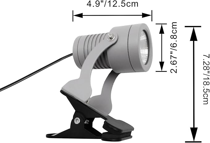 Kiven IP65 Waterproof LED Landscape Clamp Light Grey Decorative Spotlight Lamp with Plug-in Cord and Timer for Indoor Outdoor House Yard Step Statue LED Lawn Light (7W Warm White)