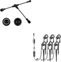 SUNTHIN 6 Pack Outdoor Landscape Lighting with Dusk to Dawn Sensor Controller Bundled 9.8FT T Shape Extension Cord