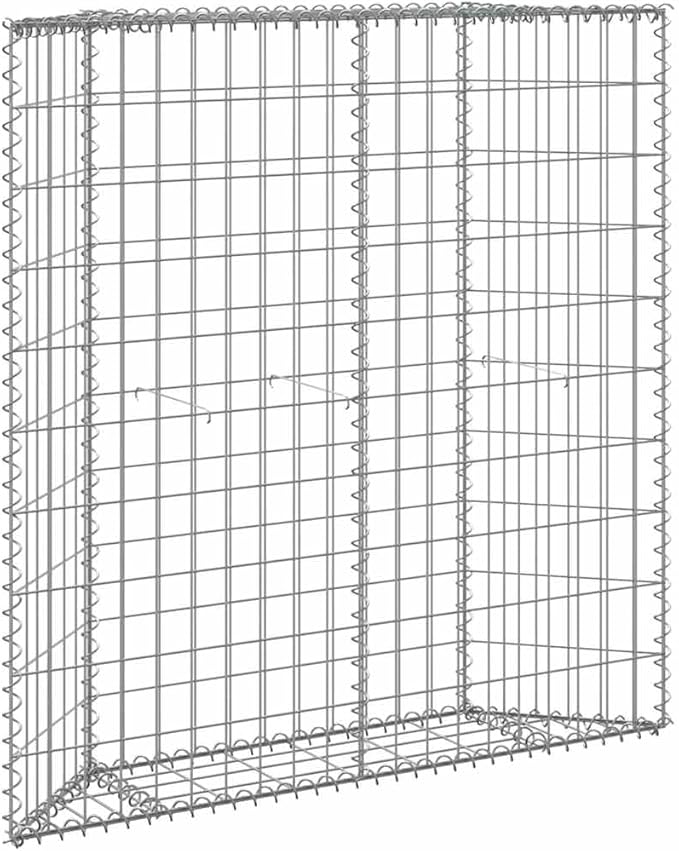 vidaXL Trapezoid Gabion Raised Bed Galvanized Steel 39.4 X 7.9 X 39.4 in Weather Resistant Planter Outdoor Modern Flower Vegetables Gardening Ideal for Spaces Planters Walls Baskets Garden Metal
