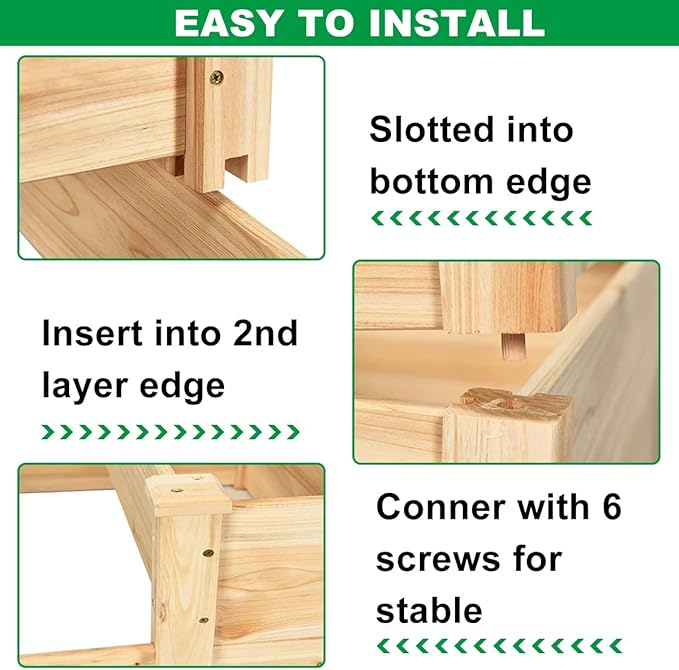3-Tier Raise Garden Bed Elevated Wooden Planter Box Kit Standing Planter Grow Box Plants Bed for Outdoor Patio Greenhouse Planting Vegetable Herb Flowers and More 48X48X22 Inch