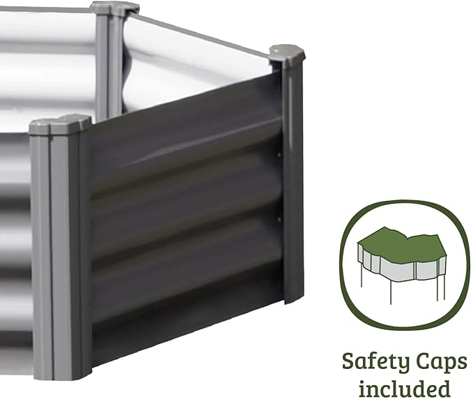 ABSCO Premium Galvanized DIY 3' x 3' Hexagon Garden Bed DIY with Easy Assembly and Superior Drainage Woodland Gray Galvanized Steel Metal Planter Garden Planter Box with 16 Walls for All Plants