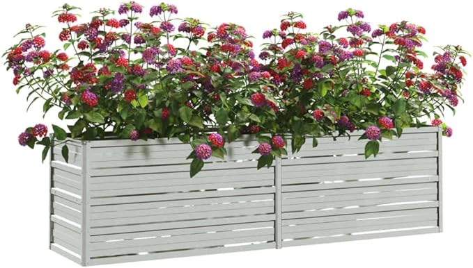 YAFF Garden Raised Bed 63x15.7x17.7 Galvanized Steel SilverSilver