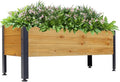 ZeHuoGe Wood Rectangular Garden Planter Box Raised Bed OutdoorPlanters for Outdoor PlantsElevated Herbs Vegetables Flowers Great Patio Deck Balcony