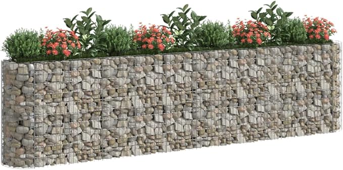 Gabion Raised Bed Silver Galvanized Steel Extra Large Durable Gardening Pots &amp Planters 152036