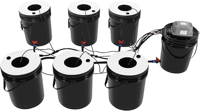 Hydroponics Grow System 5.28 Gallon 6 Buckets Farmer DWC Hydroponics Grow System with Air Pump Recirculating Deep Water Culture System