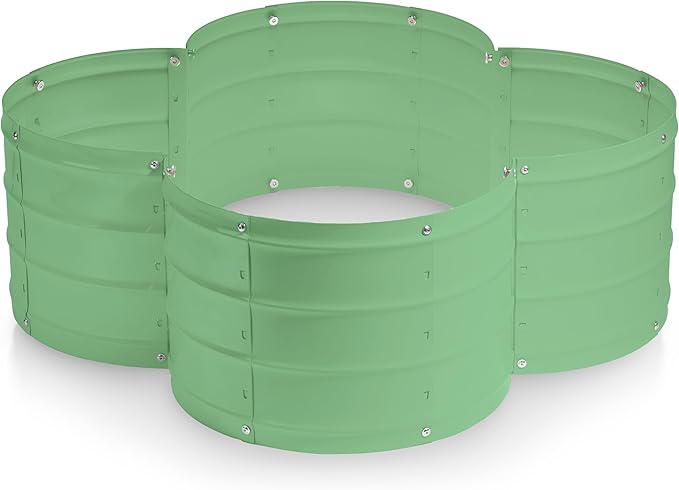 Plant &amp Plot Galvanized Raised Garden Beds Outdoor // 3×3×1 ft Planter Raised Beds for Gardening Vegetables Flowers // Large Metal Garden Box (Light Green) // Patented Tool-Free Design