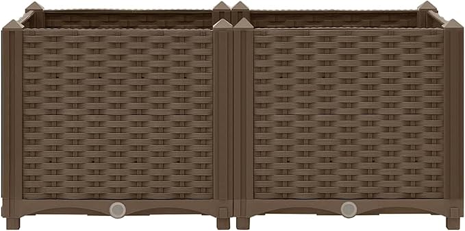 Elegant Raised Planter Bed - Large Capacity for Plants Vegetables Herbs and Flowers - Brown Polypropylene - 80 x 40 x 38 cm - Easy Assembly Required