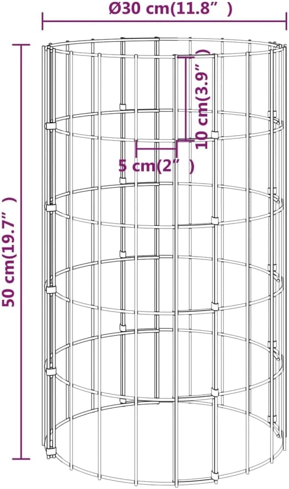 3pcs Circular Gabion Raised Beds Galvanised Steel Outdoor Patio Terrace Lawn Home Gardening Planter Basket Gabion Cage Flower Pot Stand for Outdoor Garden Ø11.8x19.7