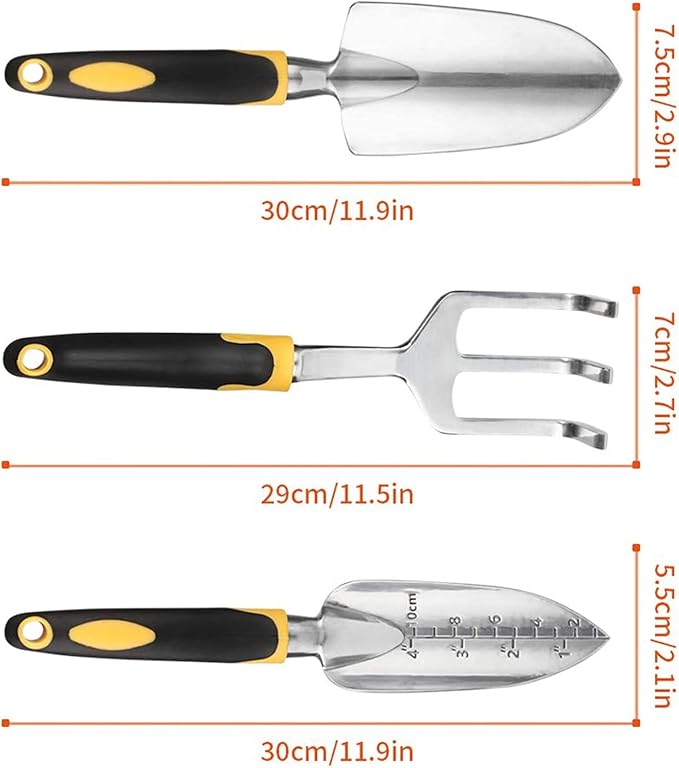 DINGFAN Garden Tools Set Garden Edging Tool 3 Pcs Gardening Tool Set for Women Men Mini Aluminum Garden Hand Tools Kit Ideal Garden Tools Gifts