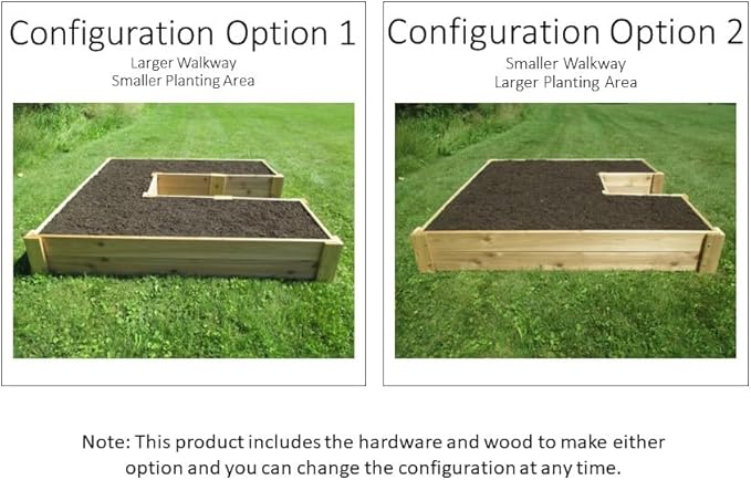 U-Shaped Cedar Raised Garden Bed 6 ft x 6 ft - Made in USA Long-Lasting 1 Thick North American Cedar That is Smooth on All 4 Sides